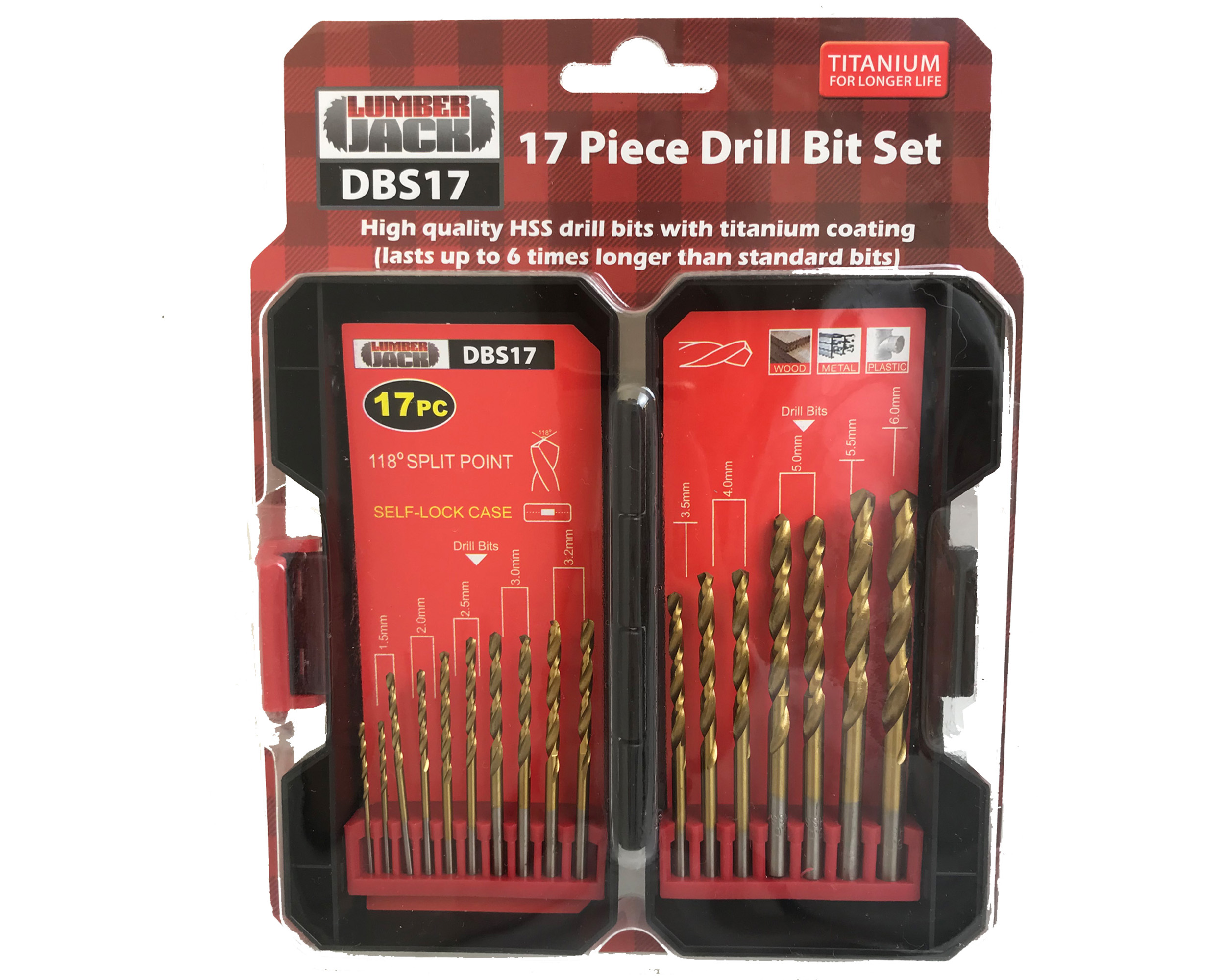 Lumberjack 17 Piece Drill Bit Set HSS Masonry Metal Bits