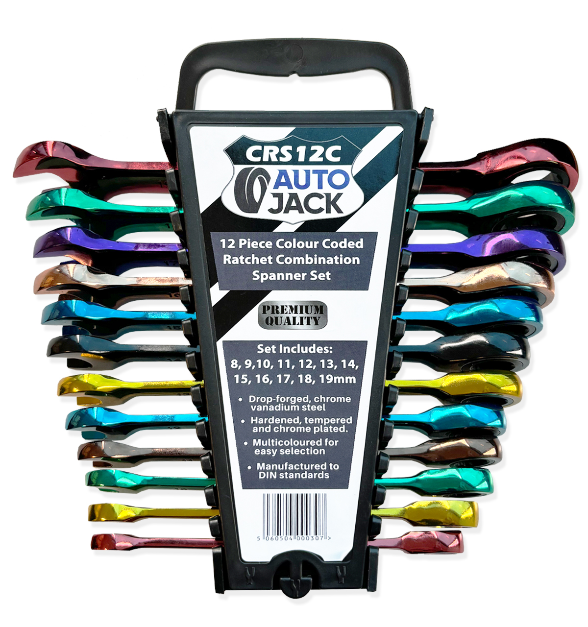 Autojack 12 Piece Multi-coloured Ratchet Spanner Set
