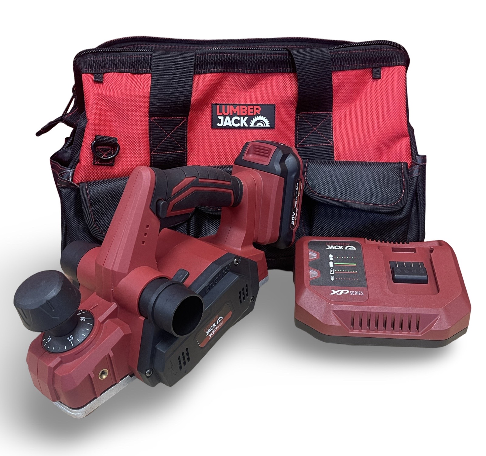 Lumberjack 20V Brushless Handheld Planer 1x 2Ah Battery, Fast Charger & Carry Bag