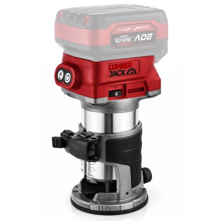 Lumberjack 20V Cordless Brushless Trim Router, Laminate Trimmer & Trim Router, 10,000-30,000 RPM Variable Speed, 40mm Depth, 1/4 & 3/8 Inch Collets