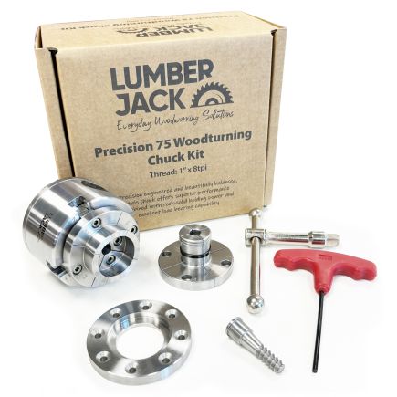 Lumberjack 75 Woodturning 4-Jaw Lathe Chuck Set 1 Inch x 8 TPI  Precision Self Centering Includes Storage Box