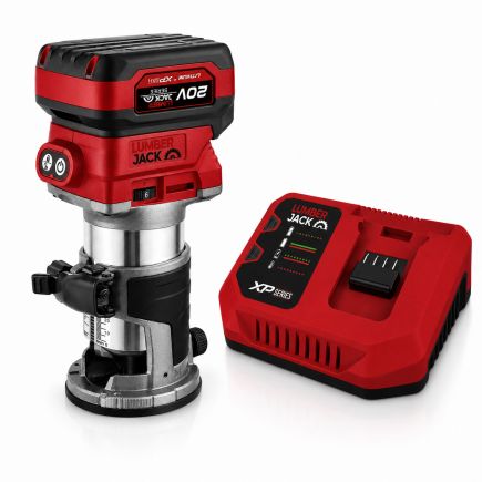 Lumberjack 20V Cordless Brushless Trim Router Kit with 4.0Ah Battery & Fast Charger
