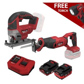 Lumberjack Cordless 20V XPSERIES 3 Piece Reciprocating Saw Jigsaw Torch with 2 Batteries & Charger