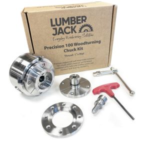 Lumberjack Precision 100 Woodturning 4-Jaw Lathe Chuck Set 1 Inch x 8 TPI Thread Includes Storage Box