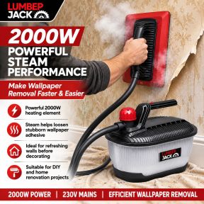 Lumberjack 2000W Wallpaper Stripper, Powerful Steam Wallpaper Remover 230V