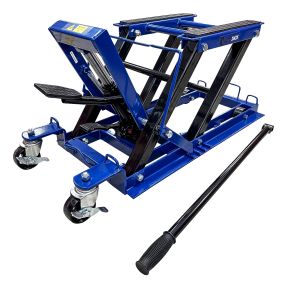 Autojack 400kg Hydraulic Motorcycle Lift, Motorbike Jack Lifting 3 Level Height Adjustable Platform Includes 4 Ratchet Straps