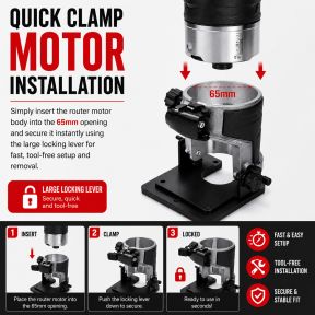 Lumberjack Tilting Router Base Attachment for Compact 1/4 Inch Trim Palm Routers