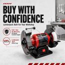 Lumberjack 6 Inch Bench Grinder 150mm, 250W Motor, Coarse & Fine Whitestone Wheels, Tool Rests & Eye Shields