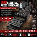 Lumberjack 300Pc HSS Drill Bit Set for Masonry Metal Wood Flat Pozi Bits in Case