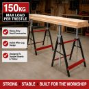 Lumberjack 2 x Lumberjack Folding Work Horse Trestle Saw Adjustable Height Stand 150kg Each