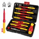 Lumberjack 13 Piece VDE Insulated Electrician Screwdriver Set, 1000V Rated Magnetic Tips Chrome Vanadium Steel, Includes Voltage Tester & Carry Case