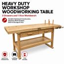 Lumberjack Heavy Duty Solid Wooden Woodworking Work Bench 2 Drawers & Vice