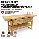 Lumberjack Heavy Duty Solid Wooden Woodworking Work Bench 4 Drawers & Vice