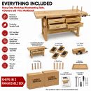 Lumberjack Heavy Duty Solid Wooden Woodworking Work Bench 4 Drawers & Vice