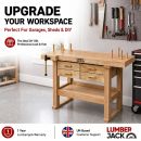 Lumberjack Heavy Duty Solid Wooden Woodworking Work Bench 4 Drawers & Vice