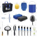 Autojack Car Cleaning Kit 20 Piece Automotive Care Set For Interior & Exterior, Includes Storage Bag