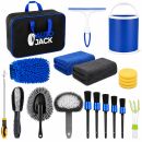 Autojack Car Cleaning Kit 20 Piece Automotive Care Set For Interior & Exterior, Includes Storage Bag