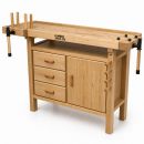 Lumberjack Woodworking Bench with 3 Drawers On-board Cabinet and 2 Vices