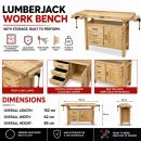 Lumberjack Woodworking Bench with 3 Drawers On-board Cabinet and 2 Vices